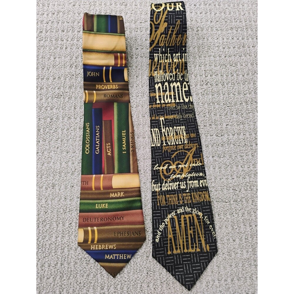 2 Christian 100% Silk Ties: Lord's Prayer & Books Of The Bible, Eagle Neckwear